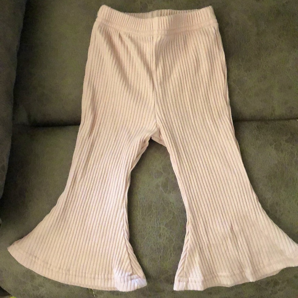 Blush ribbed flare bottoms